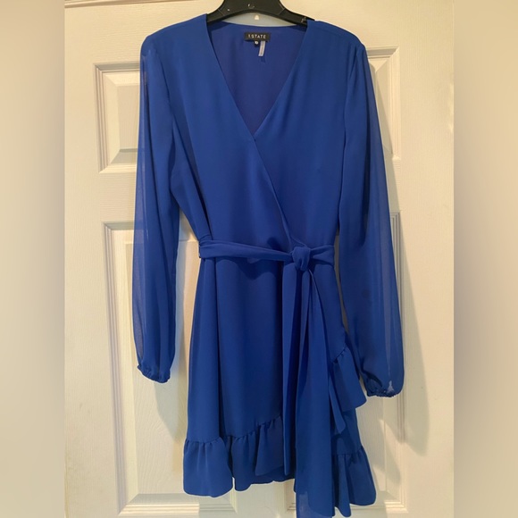 1. STATE cobalt blue EASTER wrap dress size 10 - Picture 5 of 16